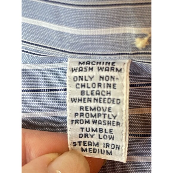 Polo Ralph Lauren Men Dress Shirt 17½  34/35 Blue Stripe Long Sleeve Botton-up - Picture 9 of 10
